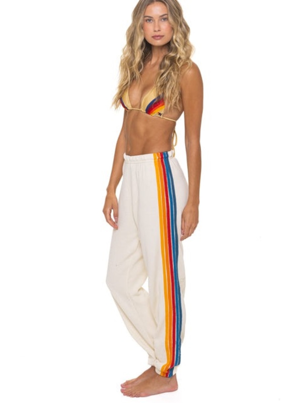 Aviator Nation 5 Stripe Sweatpants Vintage White XS
